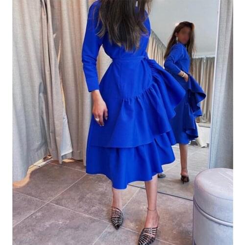 Custom Made Royalblue Long Sleeves Women Cocktail Dress