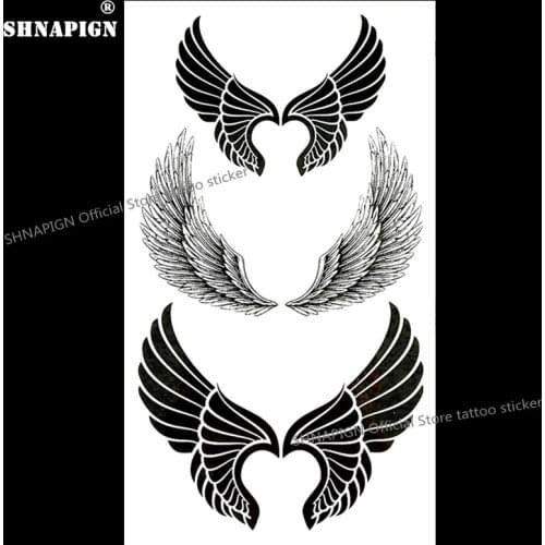 SHNAPIGN Sexy Angel Wings Temporary Tattoo Body Art Arm Flash Tattoo Stickers 17*10cm Waterproof Fake Henna Painless Sticker