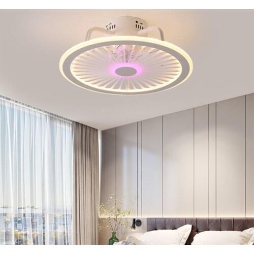 110V / 220V Nordic Simple Bedroom Ceiling Fan Lamp Invisible Restaurant Living Room Childrens Room Intelligent Fan Home Decor