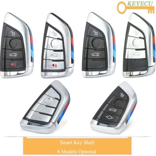 KEYECU Knife Card Style Smart Remote Car Key Shell Case for BMW X5 X6 F15 X6 F16 G30 7 Series G11 X1 F48 F39, Fob 3/ 4 Buttons