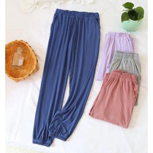 Comfortable lounge wear beam feet pant autumn winter cotton home pants new womens bottoms pajamas pant loose modal sleep pant