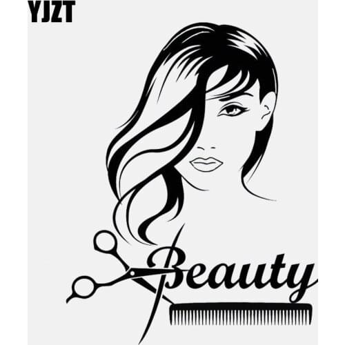 YJZT 11.8CM*14.9CM Car Sticker Fashion Beauty Salon Hair Hairdressing Vinyl Decal C22-0073