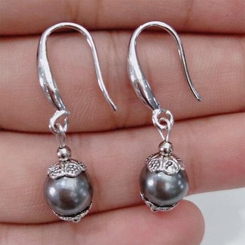 Vintage Baroque Black Grey Colors Pearl Earring For Women Modern Earring Piercing Earrings French Brides Earrings Jewelry Gifts