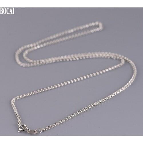 BOCAI New Pure S925 Silver Retro Woman Necklace 2021 Fashionable Woven Horsewhip Chain Personalized Sweater Chain