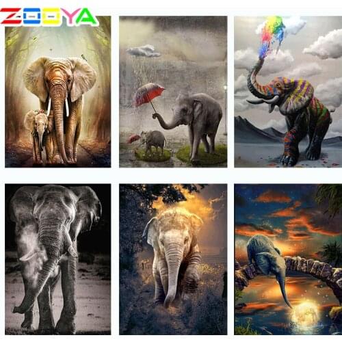 Zooya 5D Diy Diamond Painting Elephant Full Square 3D Diamond Embroidery Animals Mosaic Rhinestone Pictures Home Decor Art Lx557