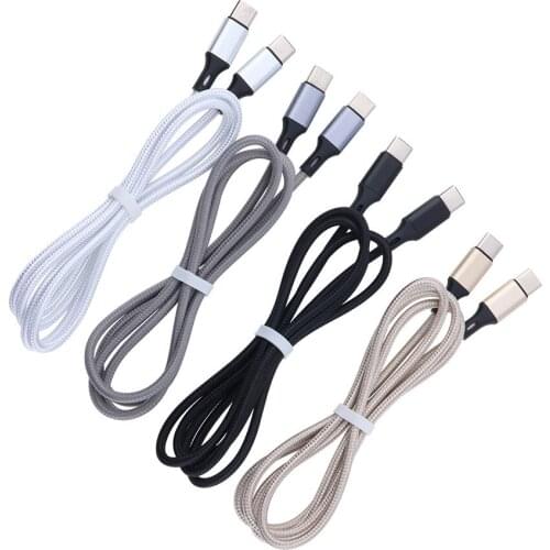 1M Nylon Braided USB C to USB Type-C Cable Fast Charge Data Cord for Macbook Samsung S9 Plus S10 Huawei P30 Mate 40 100pcs/lot