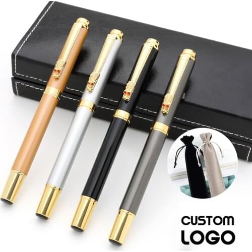 1pc 0.5mm High-end Business Dragon Head Gel Pen Full Metal Retro Signature Pen Gift Stationery Prize Laser Lettering Custom Logo