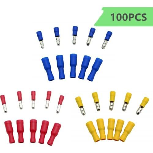 100PCS 22-10AWG Bullet Crimp Terminals Connectors Male & Female Terminals Waterproof Seal Wire Connector 3 Sizes Kits