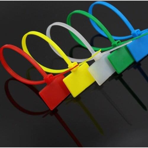 100pcs/Lot Nylon Label Network Line Disposable Plastic Ties Seals Loop Signage Tag Logistics Tagout Self-locking Wire Cable Zip