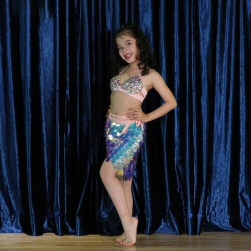2pcs/suit Childrens Belly Dance Costumes Young Mermaid Performance Clothing Specific National Dance Clothing #DP0043