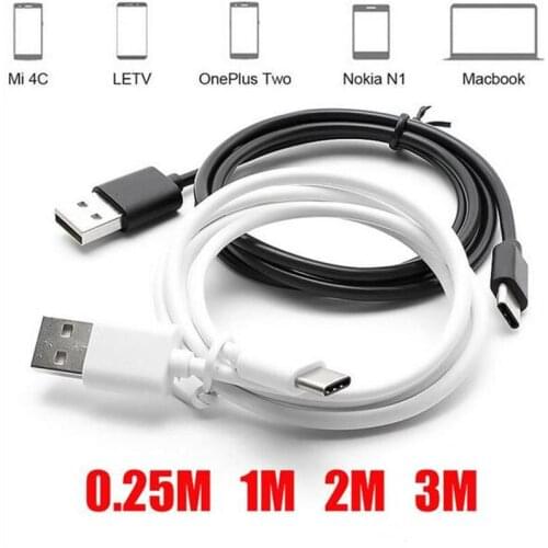 50pcs/lot 25cm 1m 2m 3m USB Type C Cable USB C Data Sync 5V 2.4A Fast Charging Cable For Samsung Galaxy S8 and USB-C Devices