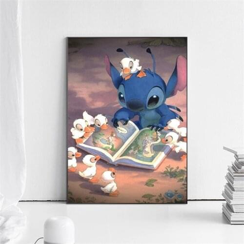 Abstract Lilo & Stitch Canvas Painting Disney Anime Stitch Posters and Prints Cute Wall Art Pictures for Living Room Home Decor