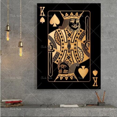 Abstract gold and silver playing cards king queen and jack hd print club bar restaurant decoration puke poster