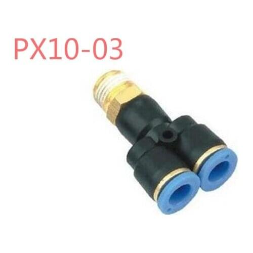 Free Shipping 5Pcs PX10-03 Pneumatic tube push Y Threaded tee quick connector plug 10MM threaded hose 3 3/8 stars