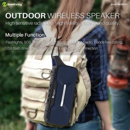 Wireless Bluetooth Speaker Solar Charging Travel Bicycling Outdoor Support AUX TF Card FM Radio Portable Subwoofer