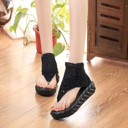 Sandals Women Genuine Leather 2021 Summer New Clip Toe Sandals Ladies Roman Women Shoes Muffin Sandals