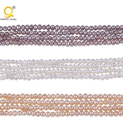 AA Grade 3-3.5mm Potato freshwater Pearl DIY Necklace Bracelat Jewelry Making Potato Shape Natural White Loose Beads Strand