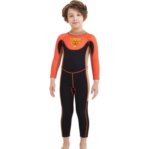 Children Boys Diving Wetsuit 2.5mm Neoprene One-piece Scuba Dive Suit Long Sleeve Jumpsuit Rash Guard Swimwear Coverall Wetsuits