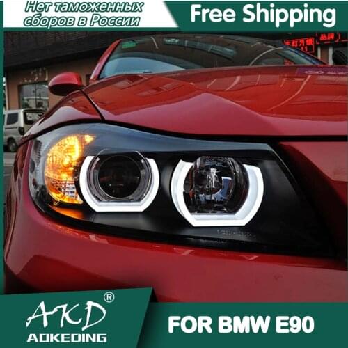 For Car BMW E90 Headlights 2005-2012 DRL Day Running Light LED Bi Xenon Bulb Fog Lights Car Accessory 320i 325i 323i Head Lamp