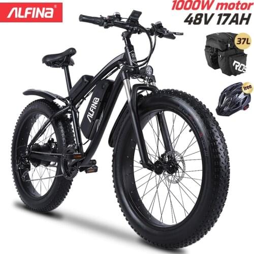 ALFINA FX02S 1000W 17AH Electric Bike Fat Tire Ebike 26inch Top Aluminum Alloy Outdoor Beach Mountain Bike Snow Bicycle Cycling