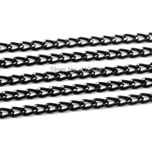 Links Opened Curb Aluminum Chains Jewelry DIY Making Findings Black 6x3.5mm 5M