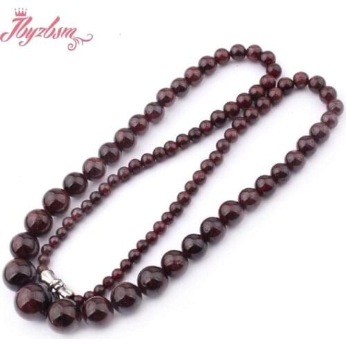 4-10mm Garnet Beads Red Round Natural Stone Beads Ball For Woman Christmas Wedding Gift Beaded Fashion Necklace 17"