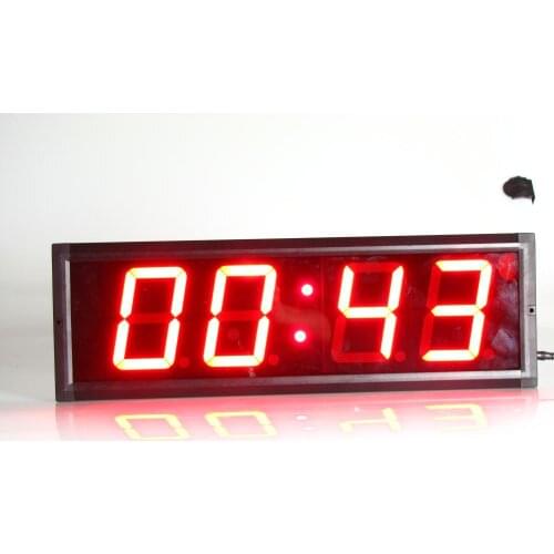 Honghao 4 inch 4 digits red indoor programmable LED Wall Clock Countdown Display Timer