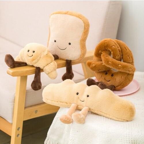 I PC Cute Plush Toast Bread Pretzel Croissant Baguette Toy Stuffed Food Bread Soft Doll Kids Toys Birthday Gift