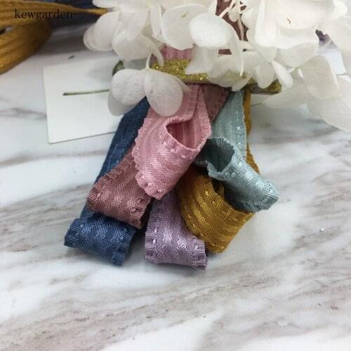 Kewgarden Handmade Tape Ruffle Edge Ribbon 16mm 5/8" DIY Bow Brooch Earrings Satin Ribbons Accessories Packing Webbing 8 Merters