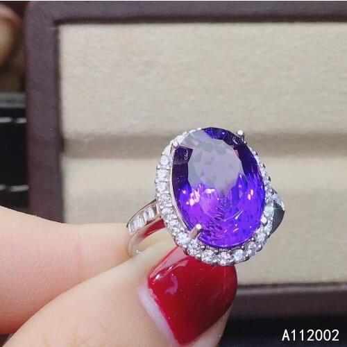 KJJEAXCMY fine jewelry Amethyst 925 sterling silver new gemstone women ring elegant