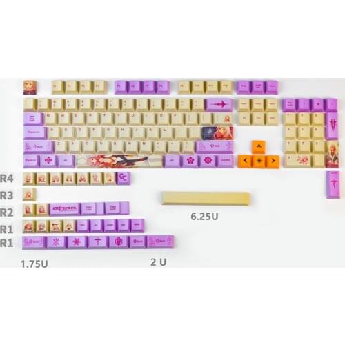 PBT Cherry Profile Keycaps Anime CrownFor Mechanical Keyboard With Supplement Keycap Compatible GH60 GK61 GK64 87 96 104 108