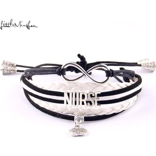 Little MingLou Infinity Nurse bracelet nurse hat charm adjustable Strap tassel men bracelets & bangles for women jewelry