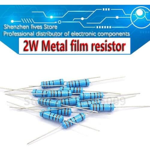 20pcs 2W Metal film resistor 1% 1R ~ 1M 2.2R 4.7R 10R 22R 47R 100R 220R 470R 1K 10K 100K 2.2 4.7 10 22 47 100 220 470 ohm