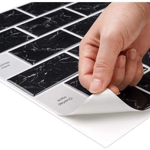 Marble Self Adhesive PVC Ceramic Tile Stickers Waterproof Wall Sticker Art Diagonal Floor Stickers Kitchen Decorative Sticker