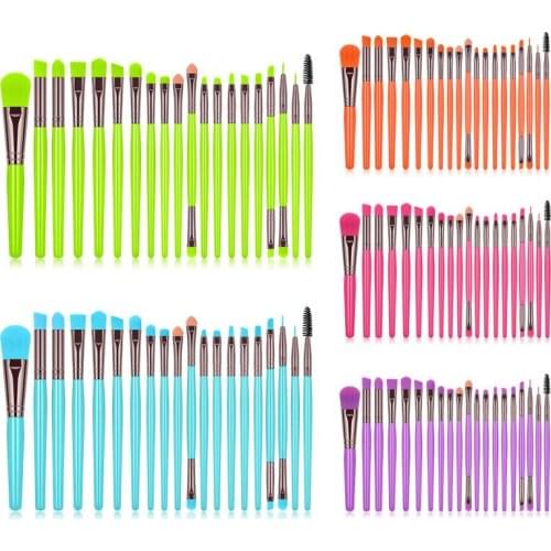 BANFI 20 Pieces Fashion Makeup Brushes Set Fluorescence Foundation Eyeshadow Blush Eyeliner Concealer Eyebrow Beauty Cosmetic