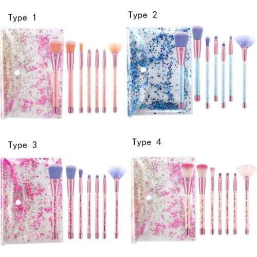 7Pcs Diamond Glitter Makeup Brushes Set Foundation Blending Powder Eyeshadow Cosmetic Beauty Make Up Tool Kit