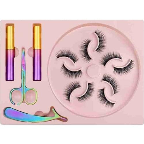 5 Pairs Magnetic Eyelashes and Eyeliner Set with Gift Box No Glue Long Lasting Waterproof Magnetic Lashes Eyeliner Magnetic Kit