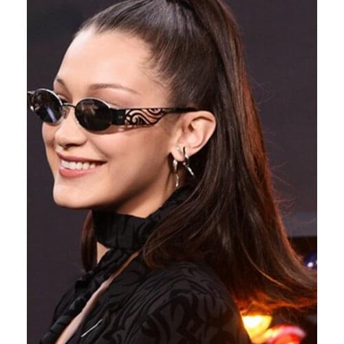 New Oval Small Sunglasses Women Men 2021 Designer Fashion Cutout Temples Sun Glasses Steampunk Round Eyeglasses UV400