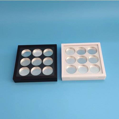 19mm Empty white black 9-color eye shadow case replacement box with magnetic opening blush branch pressure Palette 20pcs