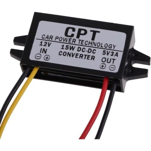 12V to 5V 3A 15W Step Down Buck Converter DC to DC Regulator for GPS Car Audio Radio LED Display