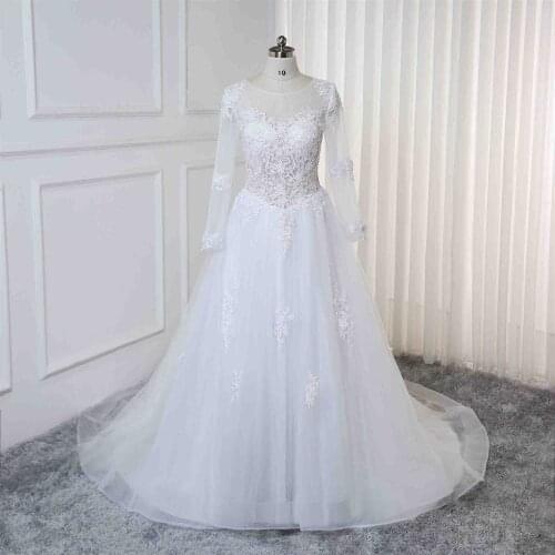 Robe de mariage 2019 Long Sleeves Ball Gown Wedding Dresses Lace Appliques Bridal Wedding Gowns Vestidos de Noiva