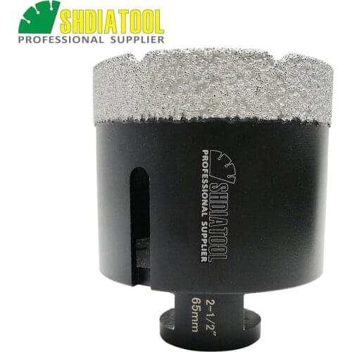 SHDIATOOL 1pc 5/8-11 Thread Dia 2-1/2"/65mm Vacuum Brazed Diamond Dry Drilling Bits Drill Core Bits Granite Marble Tile Hole Saw
