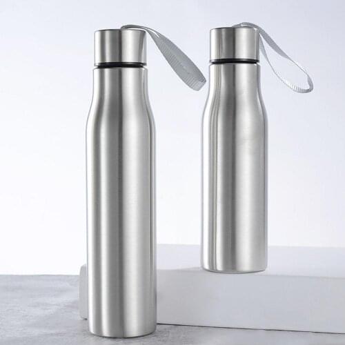 Sports Water Bottle 500ML 750ML Portable Stainless Steel Water Cup Beer Drink Bottle with Tote Rope Cycling Drinkware Kids Scho