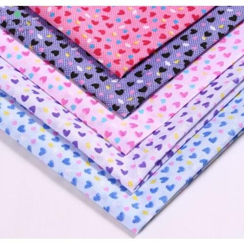50cm*150cm Cute Heart Printed Fabric Colourful 100% Polyester Fabric Cloth for Sewing Patchwork DIY Handmade Craft Material