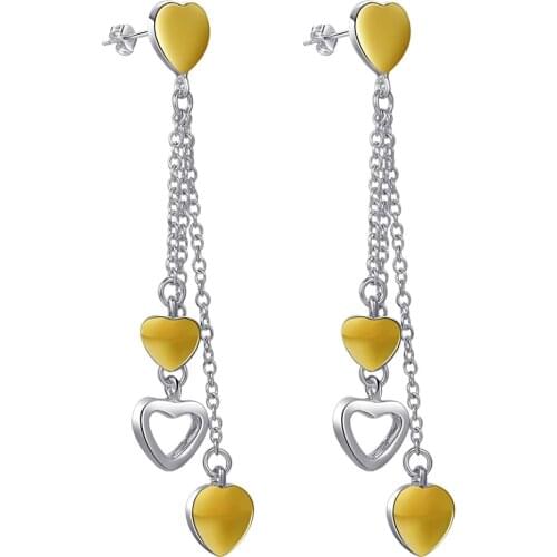 Three heart golden high quality Silver Earrings for women fashion jewelry earrings /LNDOYDSP XGOBHQGC