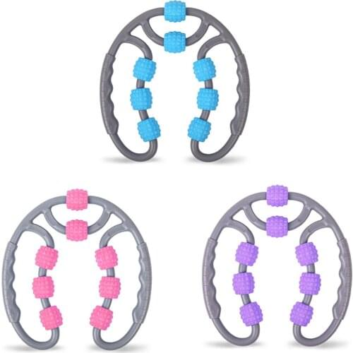 U Shape Trigger Point Massage Roller for Arm Leg Neck Muscle Tissue for Fitness Gym Yoga Pilates Sports 8 Wheel