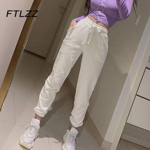 Joggers Woman Sweatpants 2021 Spring Summer High Waist Long Pants Fashion Korean Drawstring Sweatpants