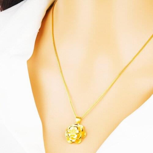 24K Gold rose Pendant Necklaces for Women Gold Color charm Necklace Chokers No Chain for women wedding pendants