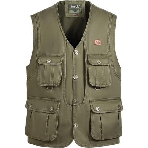 New spring and autumn models mens multi-pocket vest men outdoor fishing photography canvas waistcoat plus size S-4XL