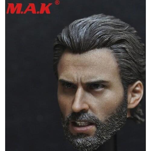 1:6 American captain Steve Rogers Chris Evans head sculpt with beard carving action figure accessories for 12 inches body